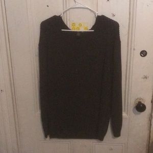 Dark Gray Sparkly Crew Neck Sweater Size: M